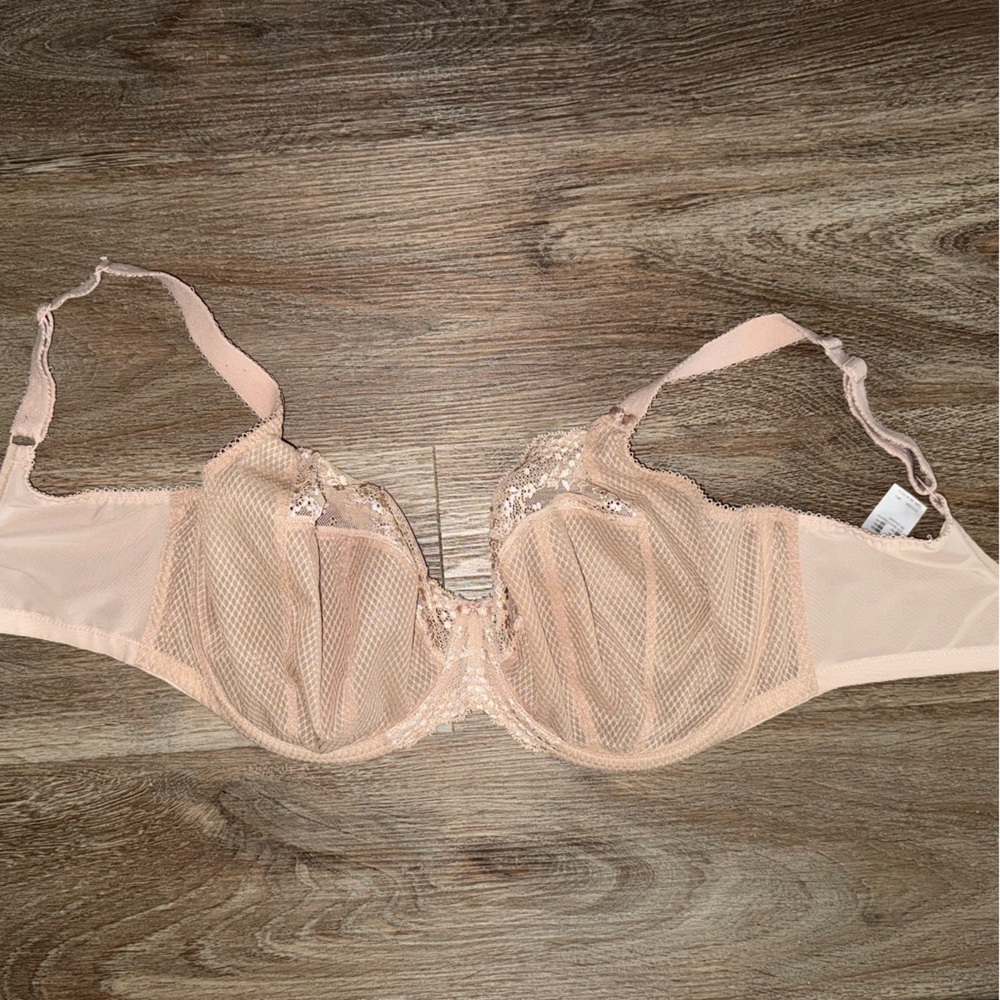 Elomi Lace Mesh Bra in Nude with J hook